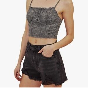 Kancan Washed Black Cut Off Distressed High Rise Denim Shorts NWT Size 28